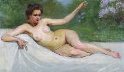 Jakub Weinles Femme nue allongee oil on canvas